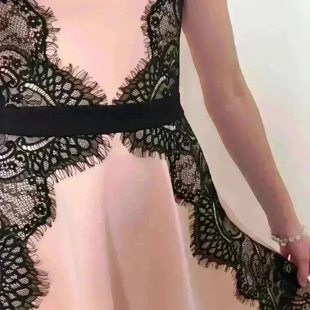 Peach Dress with Black Lace - Picture 7 of 8